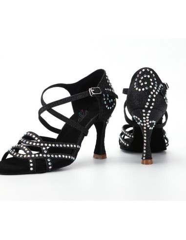 BUTY DO TAŃCA TANECZNE Z CEKINAMI CZARNE 9cm