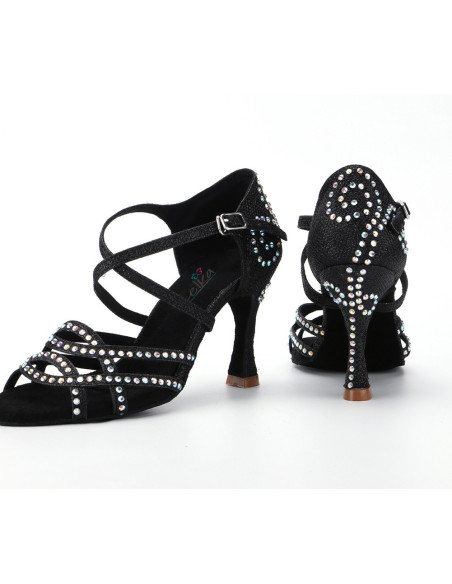 BUTY DO TAŃCA TANECZNE Z CEKINAMI CZARNE 9cm