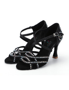 BUTY DO TAŃCA TANECZNE Z CEKINAMI CZARNE 9cm