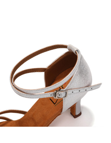 BUTY DO TAŃCA TOWARZYSKIEGO WYGODNE 7CM - SREBRNE