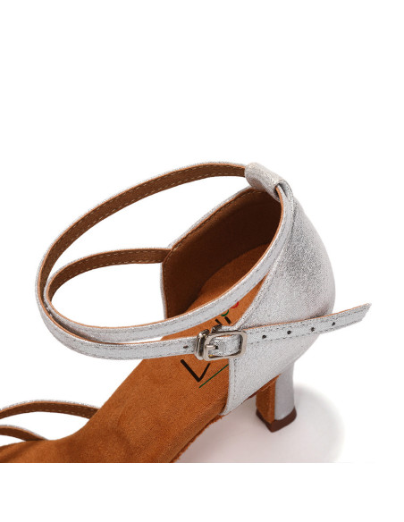 BUTY DO TAŃCA TOWARZYSKIEGO WYGODNE 7CM - SREBRNE