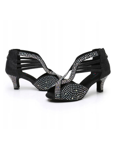 BUTY DO TAŃCA TANECZNE LATINO CZARNE ZDOBIONE 6cm
