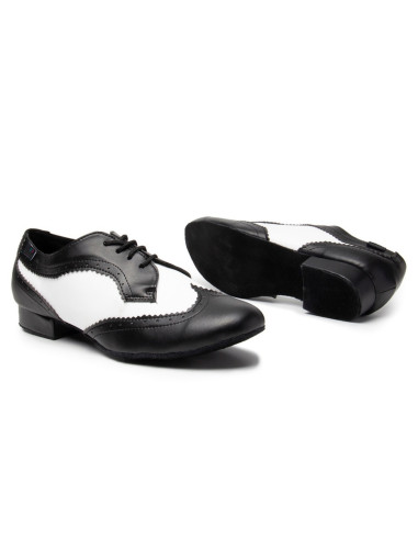 MĘSKIE BUTY DO TAŃCA TANECZNE SKÓRA CZARNO BIAŁE