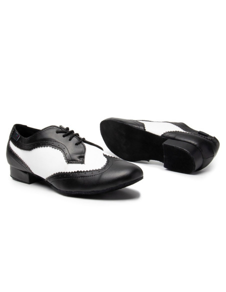 MĘSKIE BUTY DO TAŃCA TANECZNE SKÓRA CZARNO BIAŁE