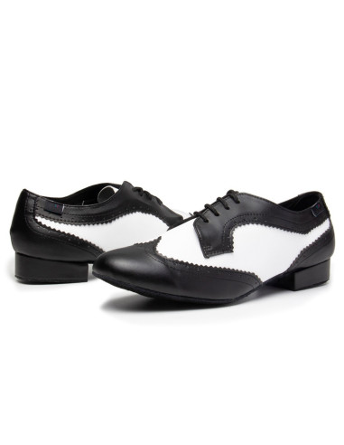 MĘSKIE BUTY DO TAŃCA TANECZNE SKÓRA CZARNO BIAŁE