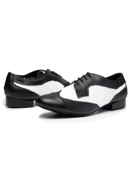 MĘSKIE BUTY DO TAŃCA TANECZNE SKÓRA CZARNO BIAŁE