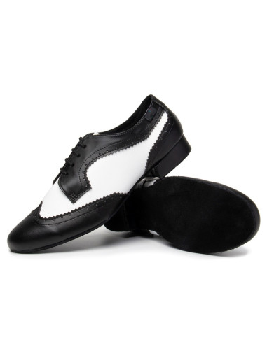 MĘSKIE BUTY DO TAŃCA TANECZNE SKÓRA CZARNO BIAŁE