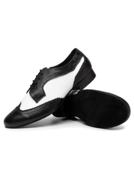 MĘSKIE BUTY DO TAŃCA TANECZNE SKÓRA CZARNO BIAŁE