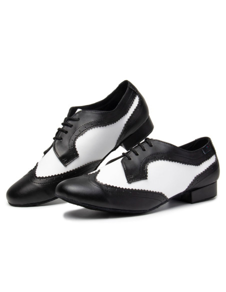 MĘSKIE BUTY DO TAŃCA TANECZNE SKÓRA CZARNO BIAŁE