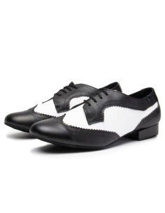 MĘSKIE BUTY DO TAŃCA TANECZNE SKÓRA CZARNO BIAŁE
