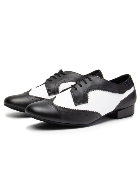 MĘSKIE BUTY DO TAŃCA TANECZNE SKÓRA CZARNO BIAŁE