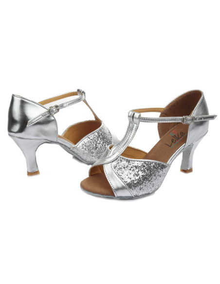 BUTY DO TAŃCA TANECZNE LATINO SALSA 7cm - SREBRNE