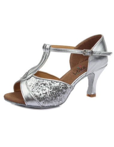 BUTY DO TAŃCA TANECZNE LATINO SALSA 7cm - SREBRNE