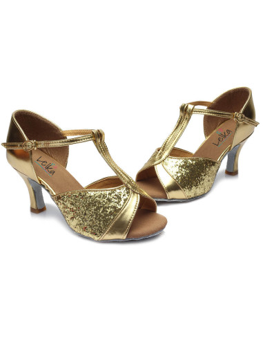 BUTY DO TAŃCA TANECZNE LATINO SALSA 7cm - ZŁOTE