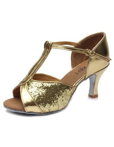 BUTY DO TAŃCA TANECZNE LATINO SALSA 7cm - ZŁOTE