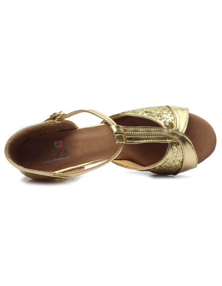 BUTY DO TAŃCA TANECZNE LATINO SALSA 7cm - ZŁOTE