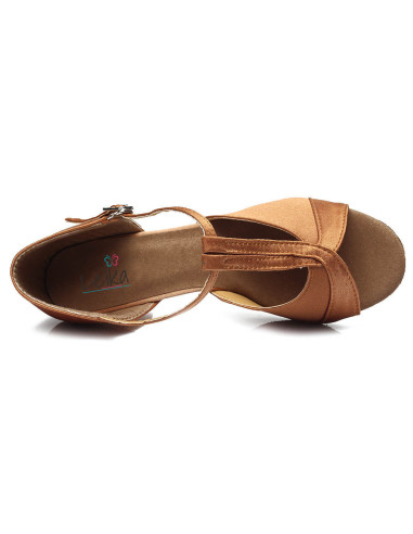 BUTY DO TAŃCA TANECZNE LATINO SALSA 7cm - BRĄZOWE