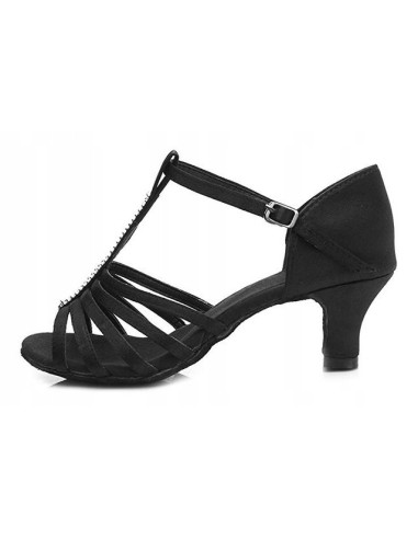 BUTY DO TAŃCA TANECZNE CZARNE Z CYRKONIAMI 5cm