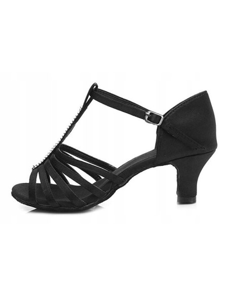 BUTY DO TAŃCA TANECZNE CZARNE Z CYRKONIAMI 5cm