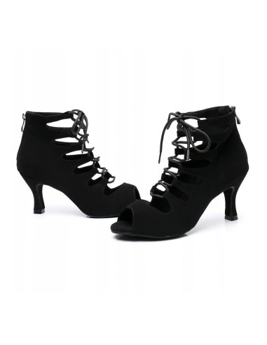 BUTY DO TAŃCA TANECZNE SZNUROWANE CZARNE 7,5cm