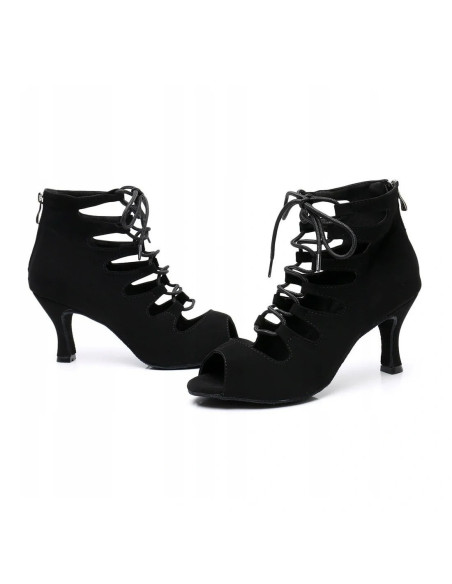 BUTY DO TAŃCA TANECZNE SZNUROWANE CZARNE 7,5cm