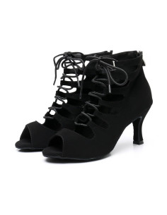 BUTY DO TAŃCA TANECZNE SZNUROWANE CZARNE 7,5cm
