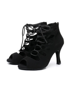BUTY DO TAŃCA TANECZNE SZNUROWANE CZARNE 8,5cm