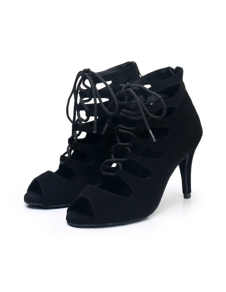 BUTY DO TAŃCA TANECZNE SZNUROWANE CZARNE 8,5cm