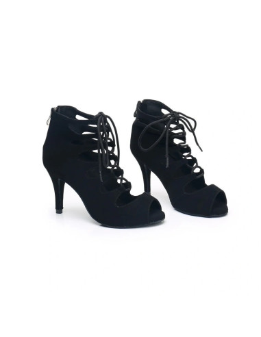 BUTY DO TAŃCA TANECZNE SZNUROWANE CZARNE 8,5cm