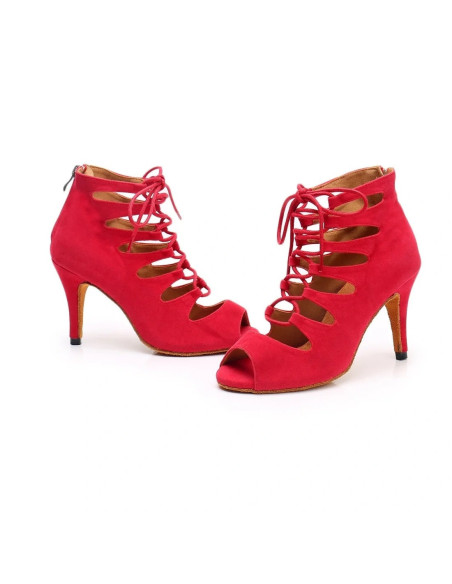 BUTY DO TAŃCA TANECZNE SZNUROWANE CZERWONE 8,5cm