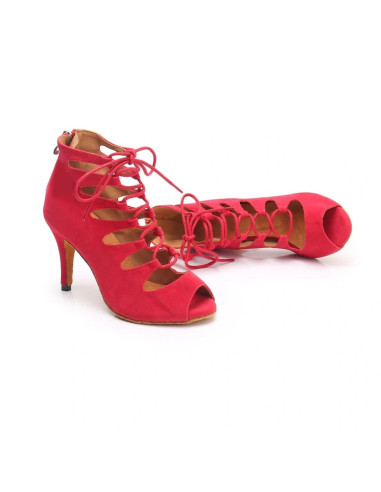 BUTY DO TAŃCA TANECZNE SZNUROWANE CZERWONE 8,5cm