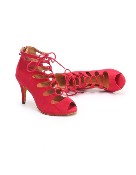 BUTY DO TAŃCA TANECZNE SZNUROWANE CZERWONE 8,5cm