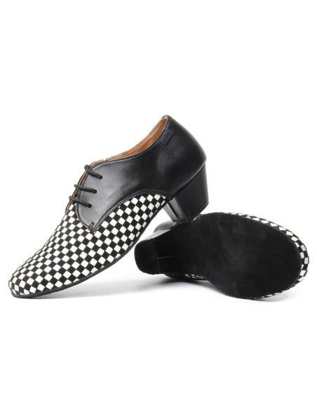 MĘSKIE BUTY DO TAŃCA TANECZNE SKÓRZANE W KRATKĘ