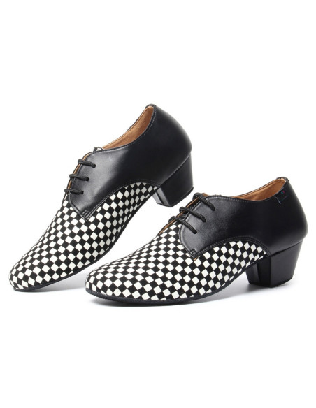 MĘSKIE BUTY DO TAŃCA TANECZNE SKÓRZANE W KRATKĘ