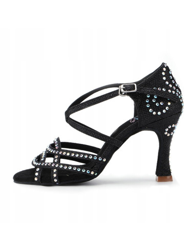 BUTY DO TAŃCA TANECZNE Z CEKINAMI CZARNE 9cm