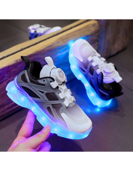 BUTY LED ADIDASY SPORTOWE Z PODŚWIETLENIEM ŚWIECĄCE POKRĘTŁO BEZ ZAPINANIA