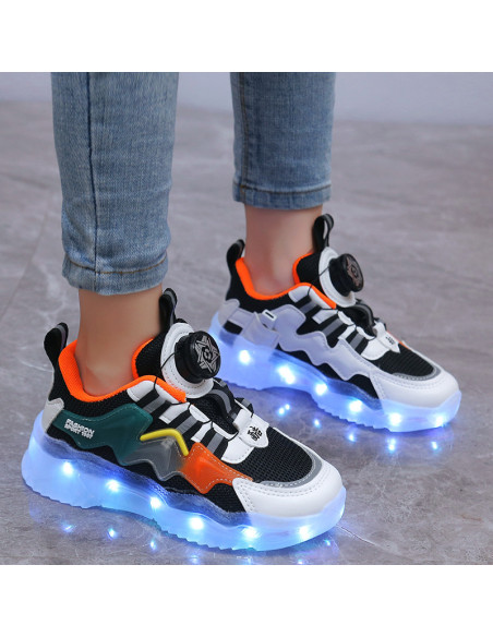 BUTY LED ADIDASY SPORTOWE Z PODŚWIETLENIEM ŚWIECĄCE POKRĘTŁO BEZ ZAPINANIA