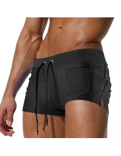 KĄPIELÓWKI SZORTY KĄPIELOWE BOKSERKI WYGODNE FUNKCJONALNE CZARNE