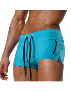 KĄPIELÓWKI SZORTY KĄPIELOWE BOKSERKI WYGODNE FUNKCJONALNE LAZUROWE