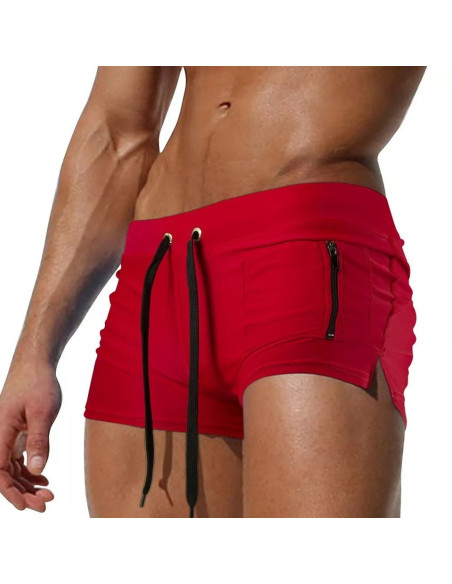 KĄPIELÓWKI SZORTY KĄPIELOWE BOKSERKI WYGODNE FUNKCJONALNE CZERWONE