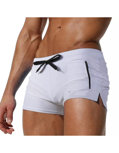 KĄPIELÓWKI SZORTY KĄPIELOWE BOKSERKI WYGODNE FUNKCJONALNE BIAŁE
