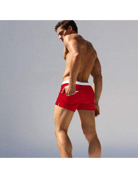 KĄPIELÓWKI MĘSKIE SZORTY BOKSERKI WYGODNE MODNE Z SIATECZKĄ CZERWONE