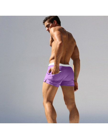 KĄPIELÓWKI MĘSKIE SZORTY BOKSERKI WYGODNE MODNE Z SIATECZKĄ FIOLETOWE