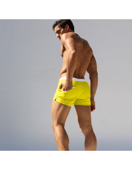 KĄPIELÓWKI MĘSKIE SZORTY BOKSERKI WYGODNE MODNE Z SIATECZKĄ ŻÓŁTE