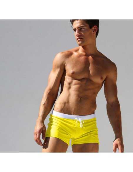 KĄPIELÓWKI MĘSKIE SZORTY BOKSERKI WYGODNE MODNE Z SIATECZKĄ ŻÓŁTE
