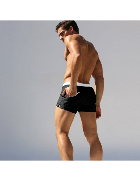 KĄPIELÓWKI MĘSKIE SZORTY BOKSERKI WYGODNE MODNE Z SIATECZKĄ CZARNE