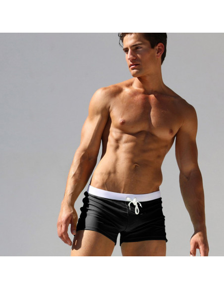 KĄPIELÓWKI MĘSKIE SZORTY BOKSERKI WYGODNE MODNE Z SIATECZKĄ CZARNE