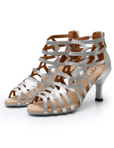 BUTY DO TAŃCA TANECZNE RZYMIANKI SREBRNE 7,5cm