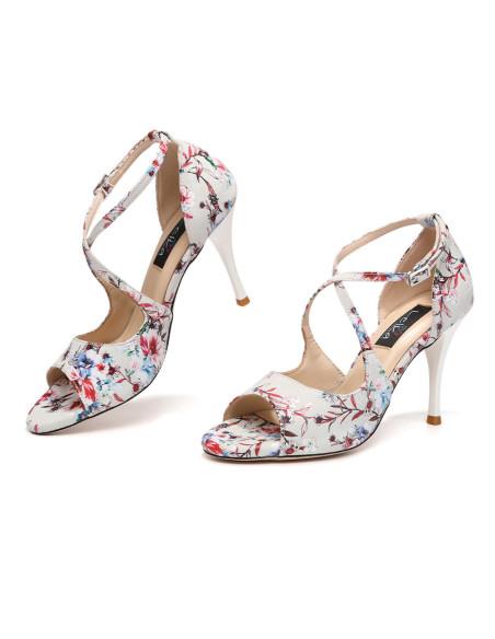 SKÓRZANE BUTY DO TAŃCA TANGO HIGH HEELS FLOWER 9cm rozmiar