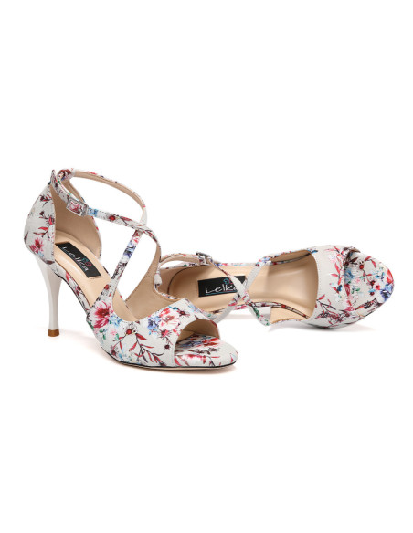 SKÓRZANE BUTY DO TAŃCA TANGO HIGH HEELS FLOWER 9cm rozmiar